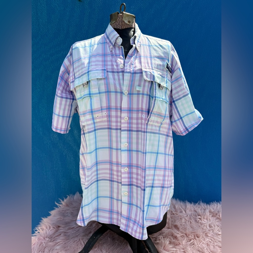 🎣 Columbia PFG Super Bahama Short Sleeve Fishing Shirt Size S